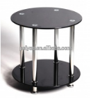 Modern Cheap Black Round Tempered Glass End Table/Coffee Table