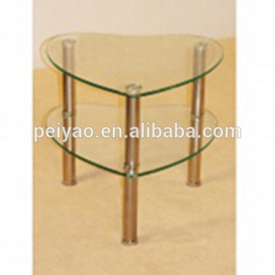 Black heart-shaped glass sofa side coffee end tables