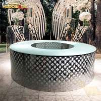 Hot sale round mirror glass metal stand up led bar table