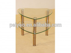 Modern Romantic Heart-shaped Clear Tempered Glass End Table